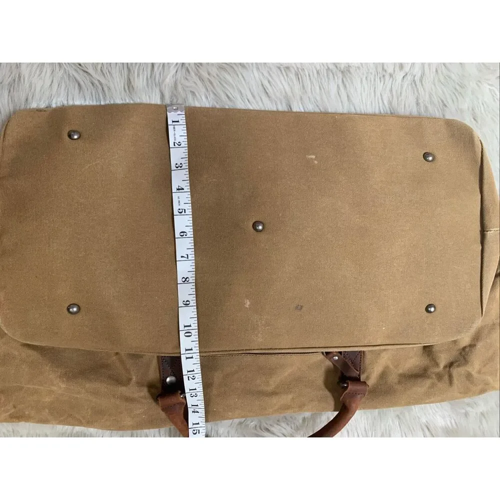 NEWHEY Carry On Duffel Bag Canvas/Genuine Leather Brown